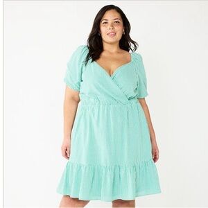 Draper James Green Gingham Midi Dress Plus Size Ruffle Bottom